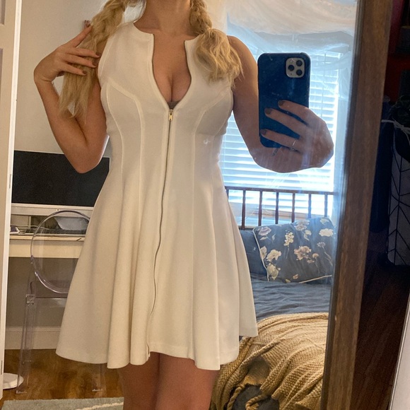 Bar III Zip Up White Dress Small - Picture 3 of 9